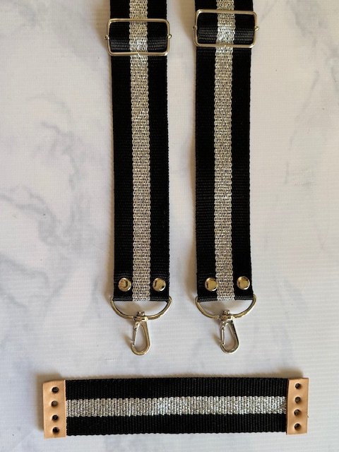 Correas Mochila Gucci - negro y lurex plata