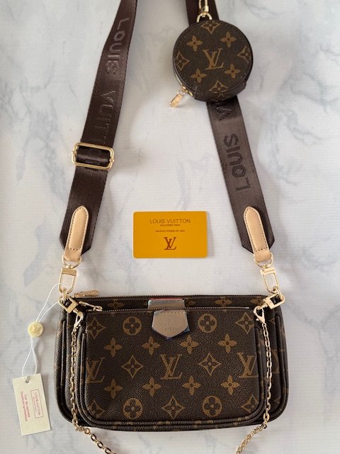 Bandolera multipochete Louis Vuitton con correa marrón