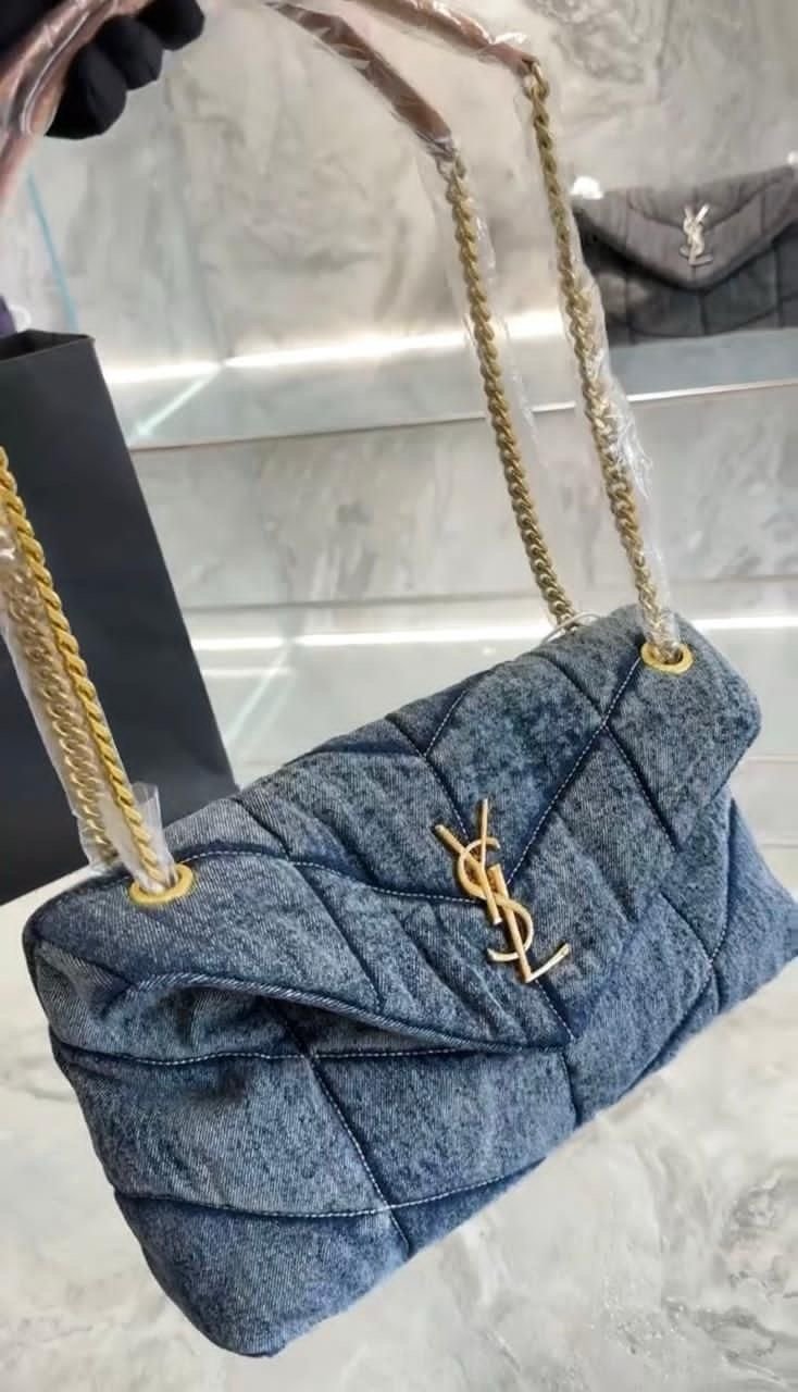 YSL puffer denim bag