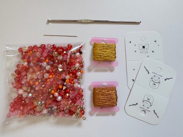 Kit collar infinito - rojo (material para dos collares)